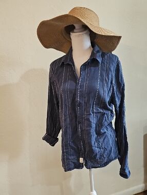 Hollister Boho Bohemian Beach Vibe Soft Button Down Shirt Sz M cottagecore Cali